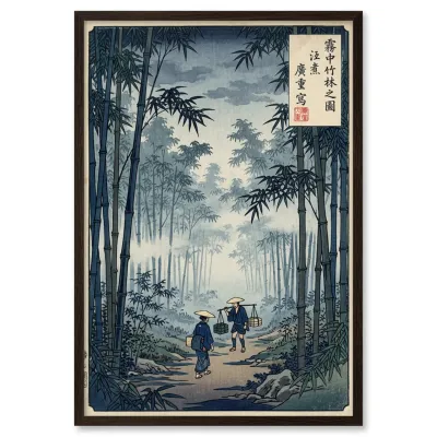 Ukiyo-e style bamboo path scene